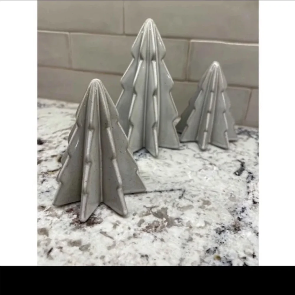 3 Ceramic Decorative Trees in Cream-Threshold